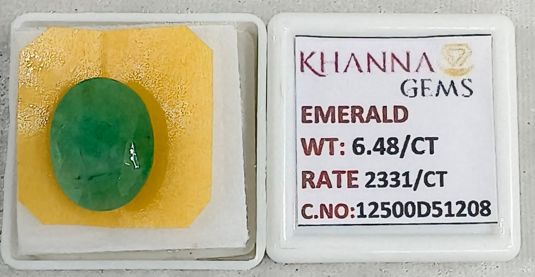 6.48/CT Natural Panna Stone with Govt. Lab Certificate-12500D51208