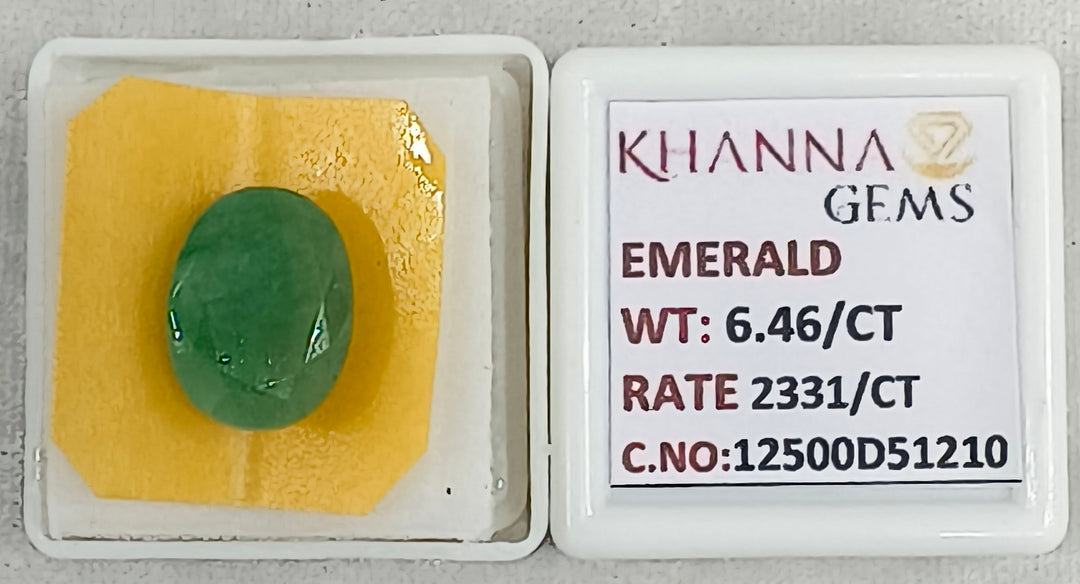 6.46/CT Natural Panna Stone with Govt. Lab Certificate-12500D51210
