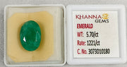 5.7/CT Natural Panna Stone with Govt. Lab Certificate-3073D10180
