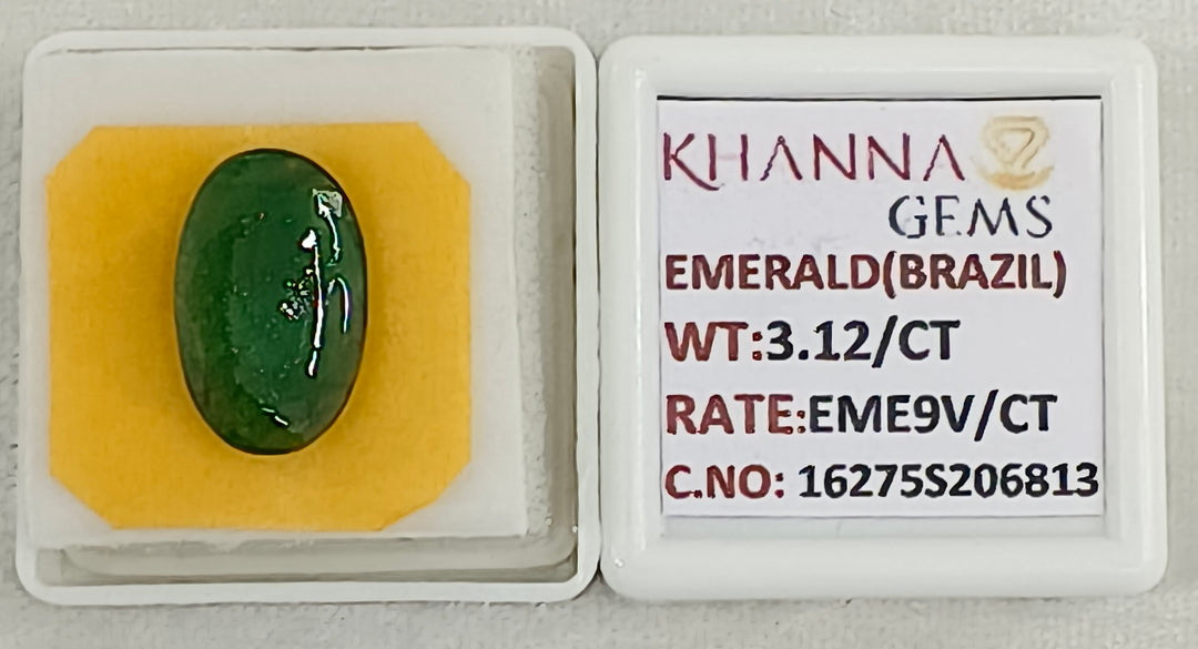 3.12/CT Natural Panna Stone with Govt. Lab Certificate-16275S206813