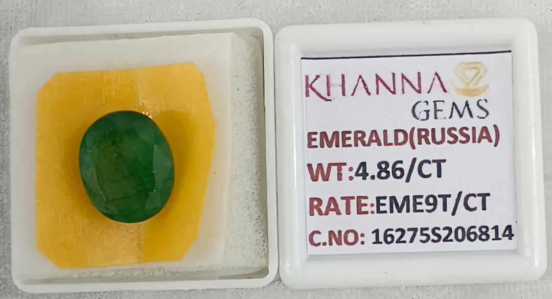 4.86/CT Natural Panna Stone with Govt. Lab Certificate-16275S206814