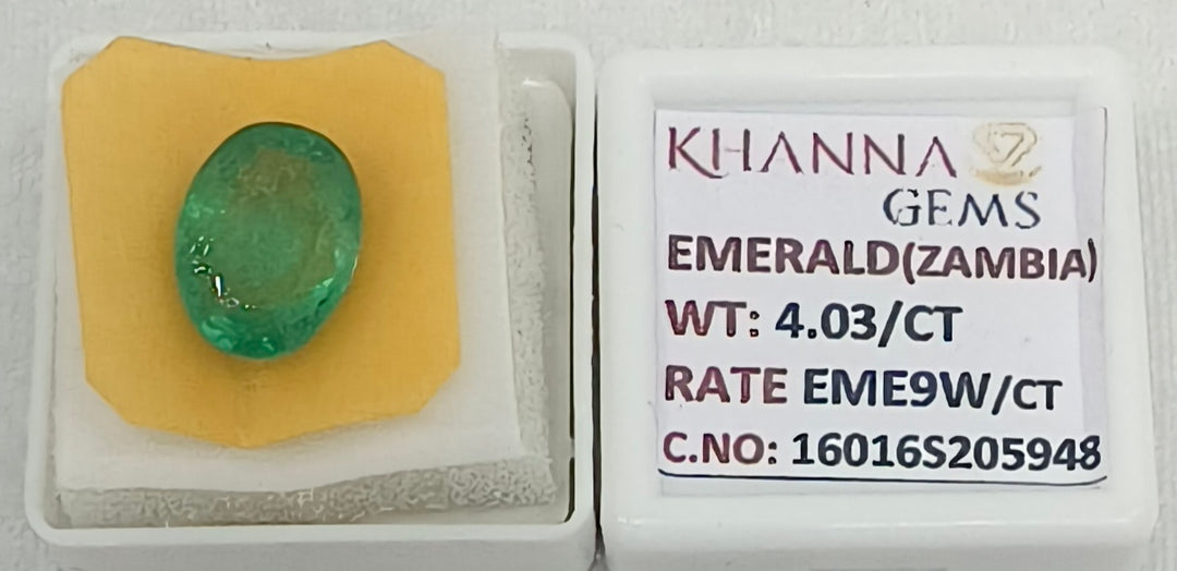 4.03/CT Natural Panna Stone with Govt. Lab Certificate-16016S205948