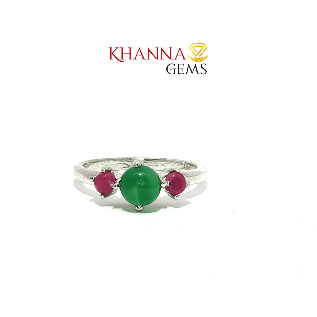 2.41/GM  GREEN ONYX RUBY RING Earrings - G0612