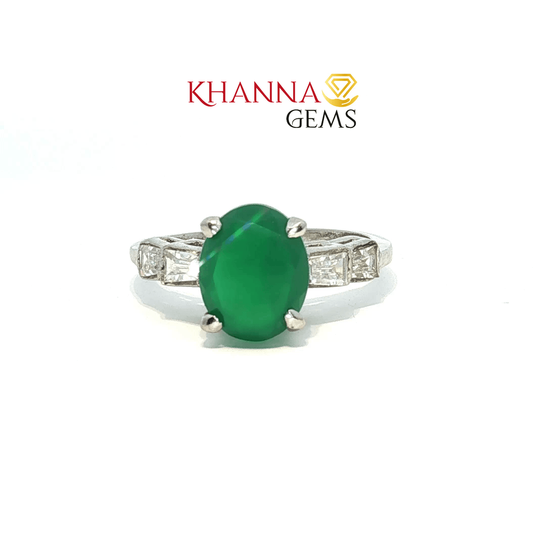 3.63/GM  GREEN ONYX ZIRCON RING Earrings - G0608