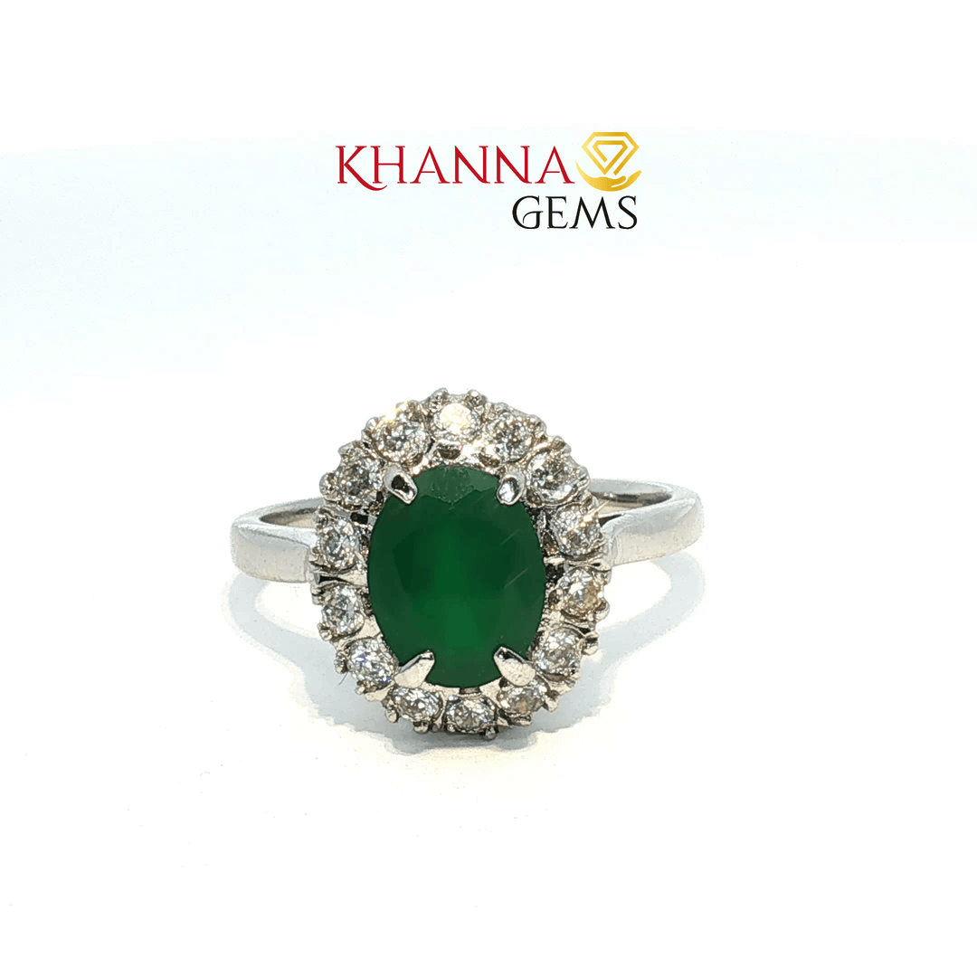 4.30/GM  GREEN ONYX ZIRCON RING Earrings - G0610