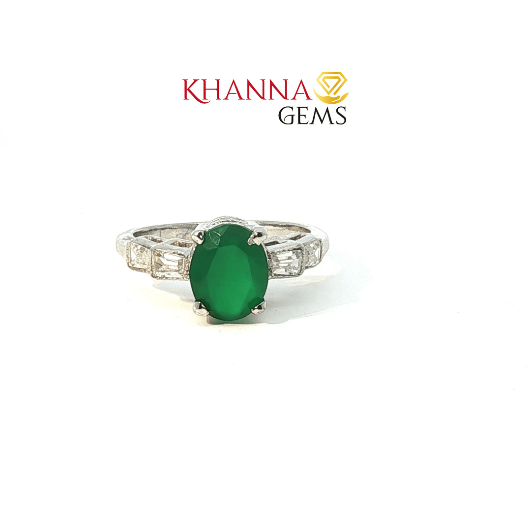 3.27/GM  GREEN ONYX ZIRCON RING Earrings - G0611