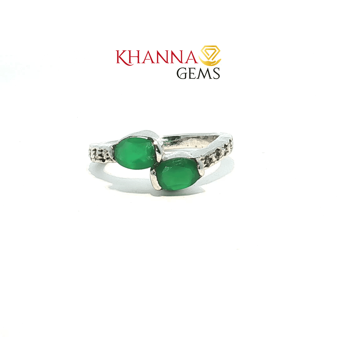 2.71/GM  GREEN ONYX ZIRCON RING Earrings - G0614