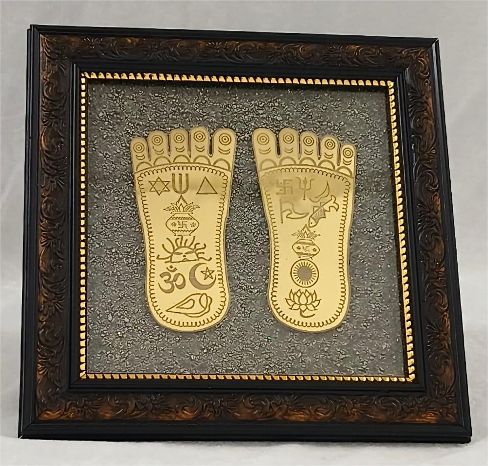 MAA LAKSHMI CHARAN PADUKA  ON PYRITE PLATE
