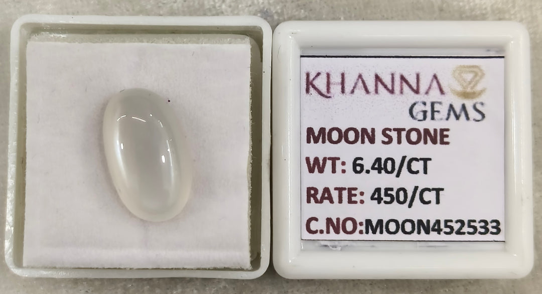 6.40/CT Moon Stone with Govt. Lab Certificate (450)