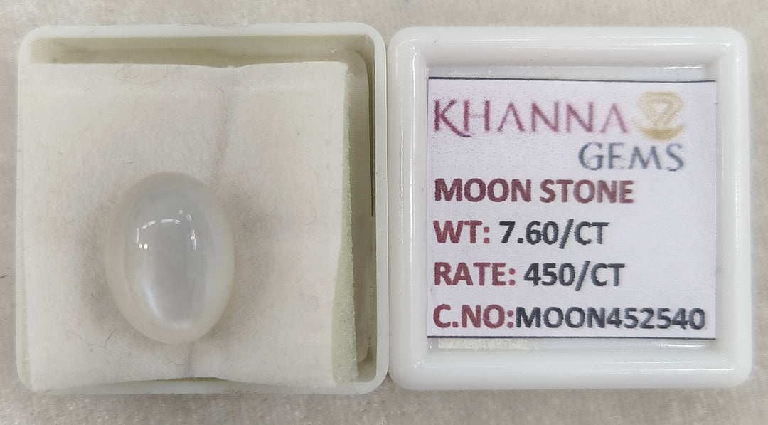7.60/CT Moon Stone of Premium Quality with Govt. Lab Certificate (450)