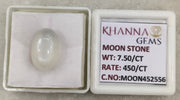 7.50/CT White Moon Stone with Govt. Lab Certificate (450)
