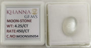4.25/CT White Moon Stone with Govt. Lab Certificate