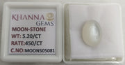 5.20/CT Moon Stone with Govt. Lab Certificate