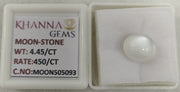 4.45/CT White Color Moon Stone with Govt. Lab Certificate