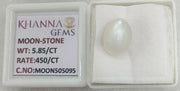5.85/CT White Moon Stone with Govt. Lab Certificate