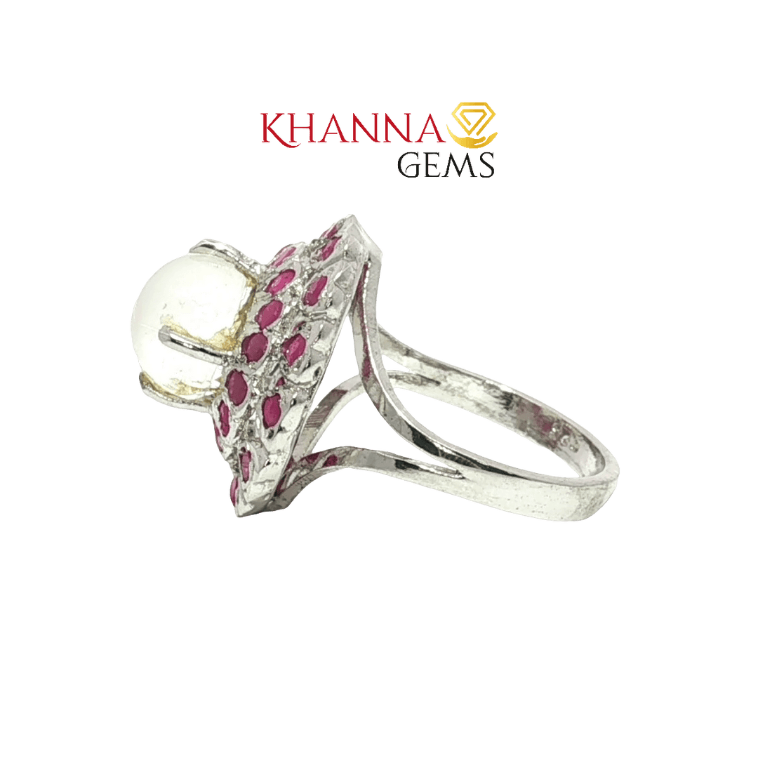 5.25/GM  MOON STONE RUBY RING Earrings - G0575