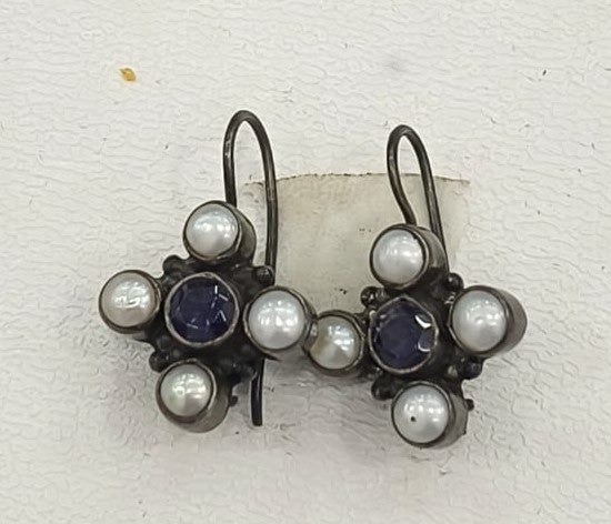 5.10/GM MOTI & BLUE SAPPHIRE EAR RINGS  (525)