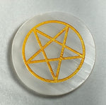 Load image into Gallery viewer, Natural Selenite Charging Plate With Stare Symbol
