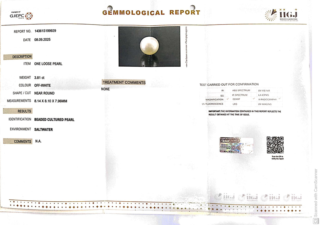 3.81/CT Natural South Sea Pearl Beads With Lab Certificate (1550)