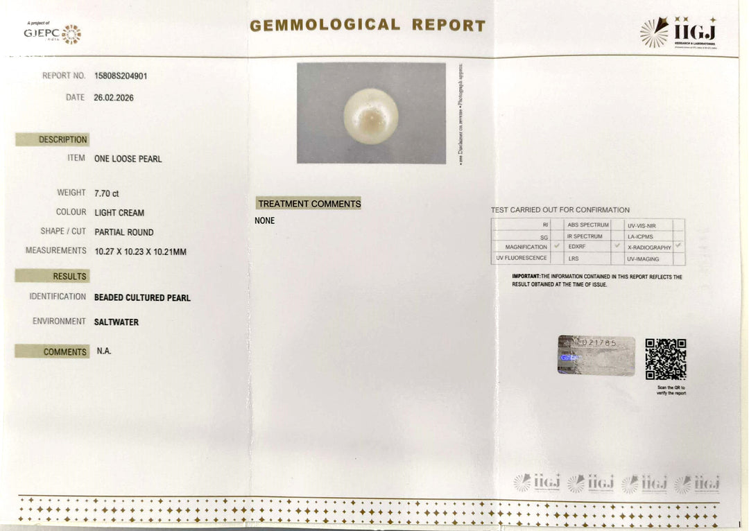 7.70/CT Natural South Sea Pearl With Lab Certificate-15808S204901