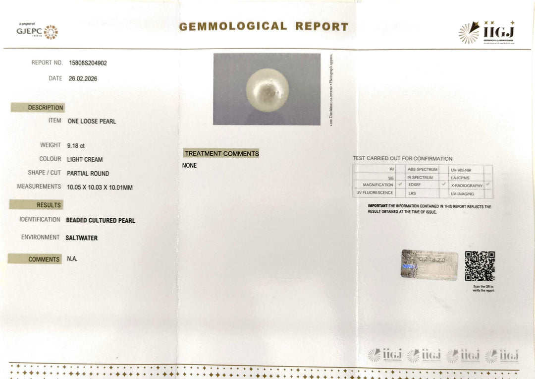 9.18/CT Natural South Sea Pearl With Lab Certificate-15808S204902