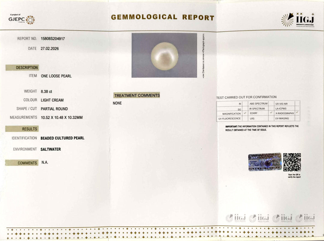 8.53/CT Natural South Sea Pearl With Lab Certificate-15808S204918