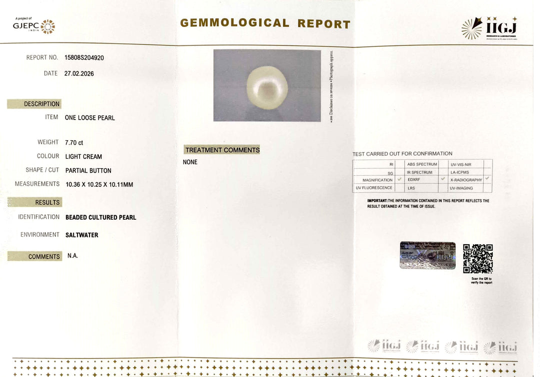 7.70/CT Natural South Sea Pearl With Lab Certificate-15808S204920