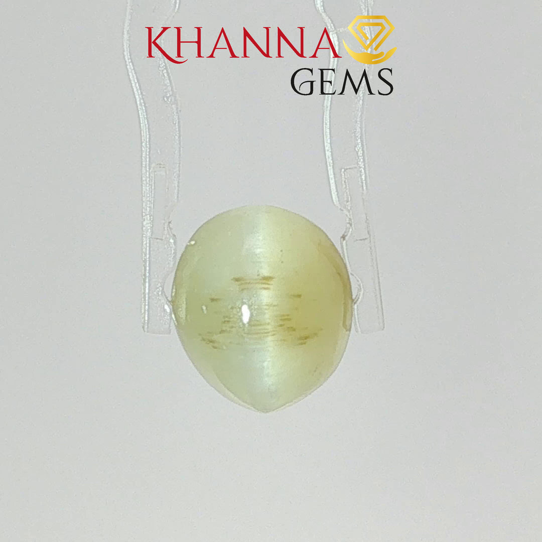7.62/CT Natural Prehnite Cats Eye Stone With Govt. Lab Certificate-137295