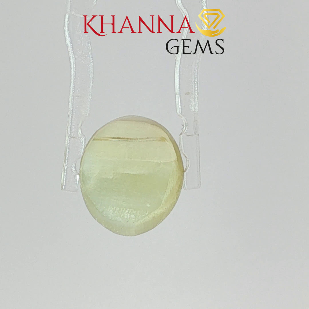 7.62/CT Natural Prehnite Cats Eye Stone With Govt. Lab Certificate-137295