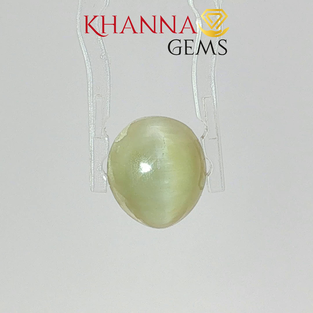 5.73/CT Natural Prehnite Cats Eye Stone With Govt. Lab Certificate-137299