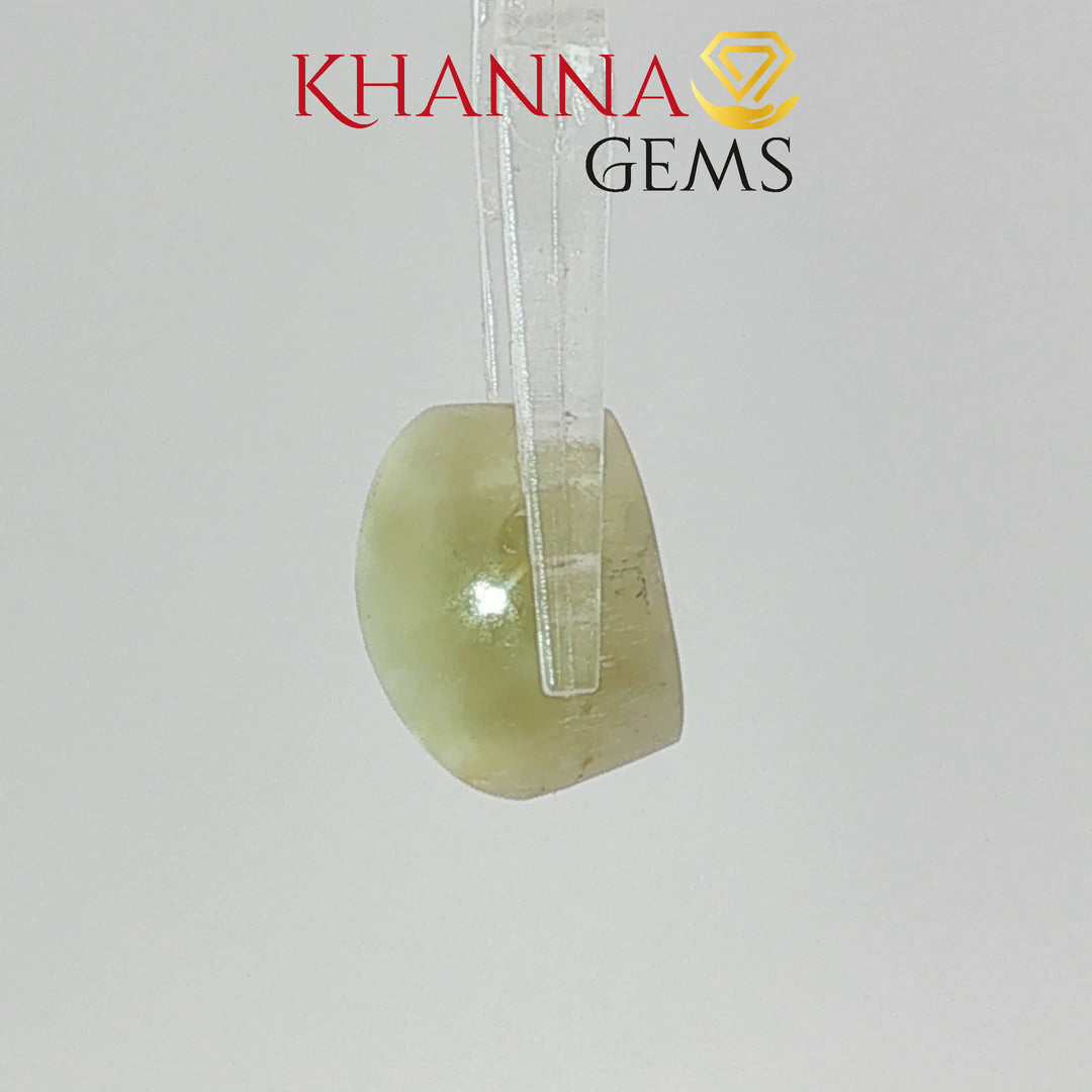 5.73/CT Natural Prehnite Cats Eye Stone With Govt. Lab Certificate-137299