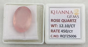 12.10/CT Healing Rose Quartz Stone with Govt. Lab Certificate-RQTZ5006