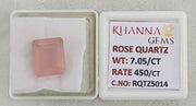 7.05/CT Healing Rose Quartz Stone with Govt. Lab Certificate-RQTZ5014