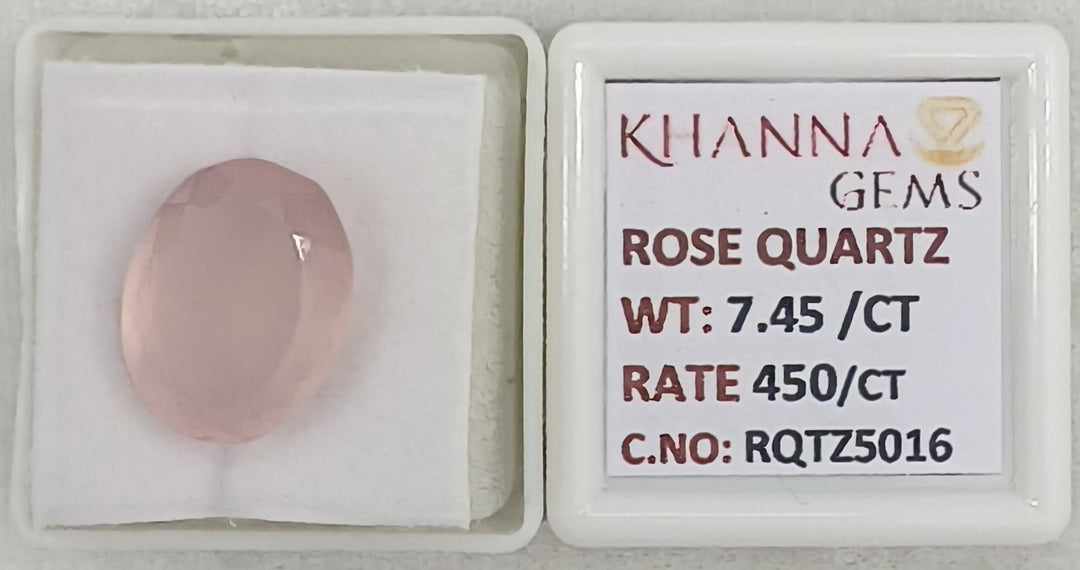 7.45/CT Healing Rose Quartz Stone with Govt. Lab Certificate-RQTZ5016
