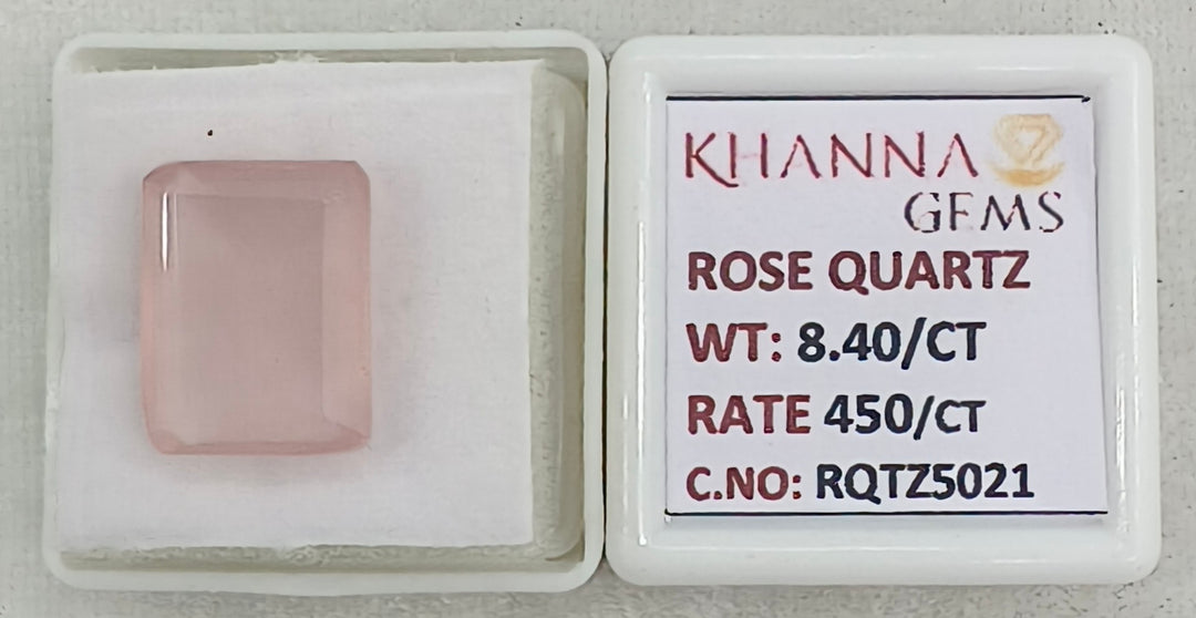 8.40/CT Healing Rose Quartz Stone with Govt. Lab Certificate-RQTZ5021