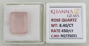8.40/CT Healing Rose Quartz Stone with Govt. Lab Certificate-RQTZ5021