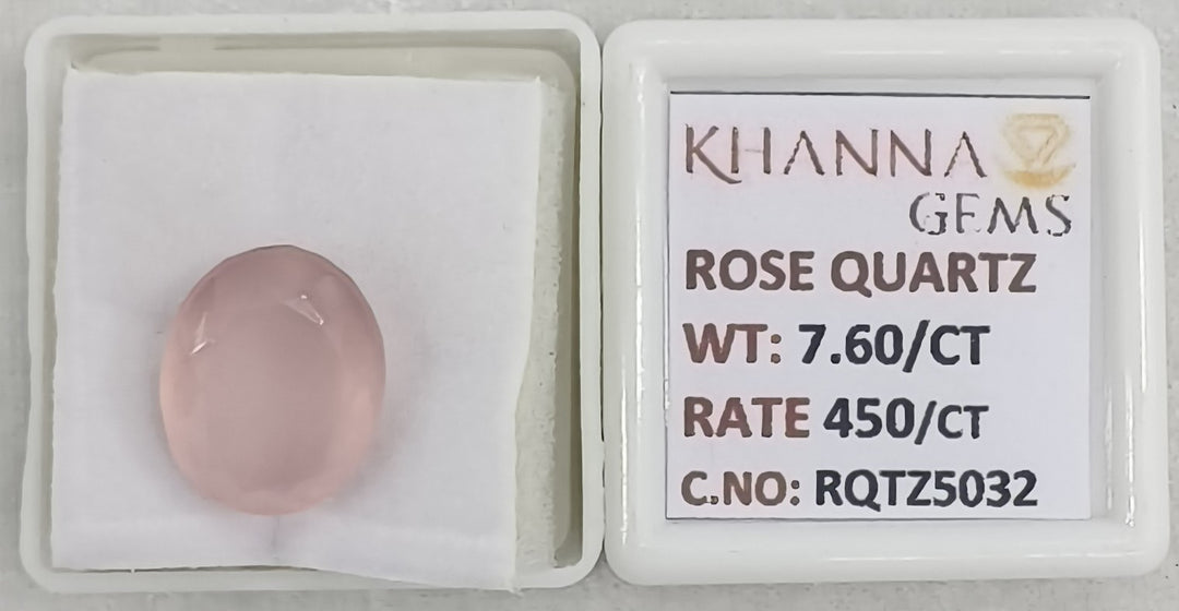 7.60/CT Healing Rose Quartz Stone with Govt. Lab Certificate-RQTZ5032