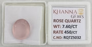 7.60/CT Healing Rose Quartz Stone with Govt. Lab Certificate-RQTZ5032