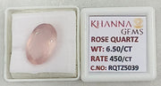 6.50/CT Healing Rose Quartz Stone with Govt. Lab Certificate-RQTZ5039