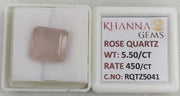 5.50/CT Healing Rose Quartz Stone with Govt. Lab Certificate-RQTZ5041