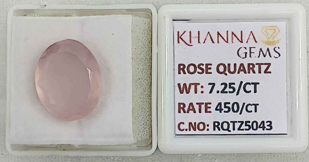 7.25/CT Healing Rose Quartz Stone with Govt. Lab Certificate-RQTZ5043