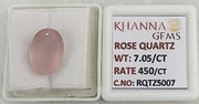 7.05/CT Healing Rose Quartz Stone with Govt. Lab Certificate-RQTZ5007