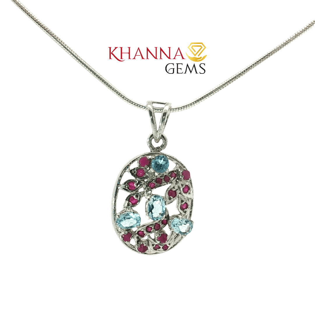 6.60/GM Ruby Blue Topaz Pendent - N0002