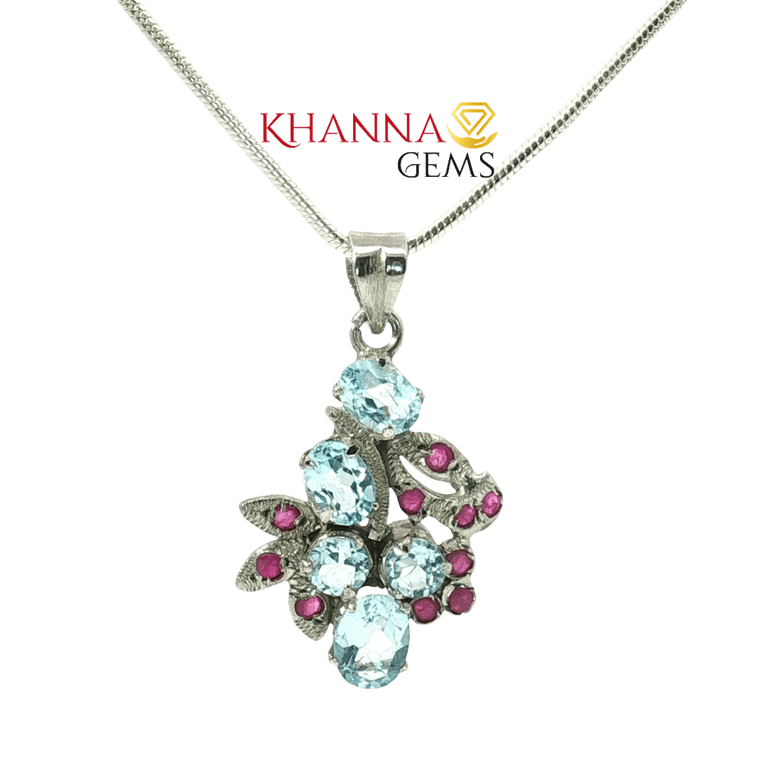 4.60/GM Ruby Blue Topaz Pendent - N0074