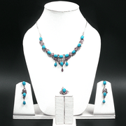 47.09/GM Natural Ruby & Turquoise Gemstone 4-Piece Set - 00241