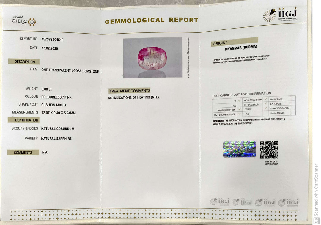 5.86/CT Natural Old Burma Ruby with IIGJ Govt. Lab Certificate-15737S204510