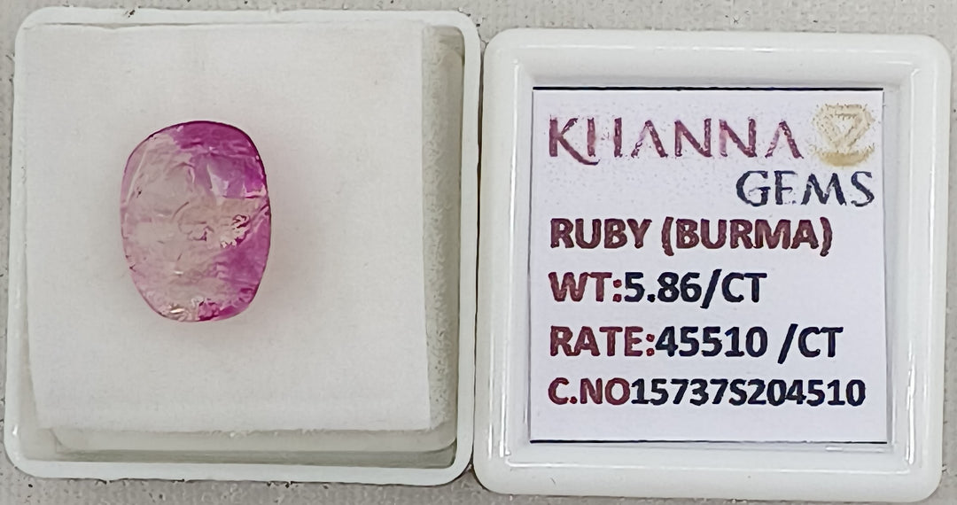 5.86/CT Natural Old Burma Ruby with IIGJ Govt. Lab Certificate-15737S204510