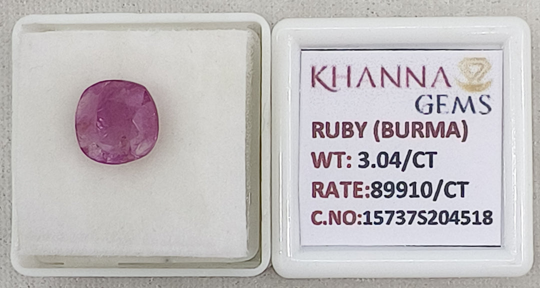 3.04/CT Natural Old Burma Ruby with IIGJ Govt. Lab Certificate-15737S204518