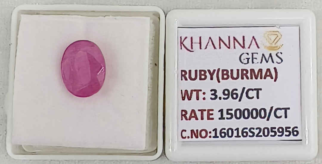 3.96/CT Natural Ruby Stone with Govt. Lab Certificate-16016S205956