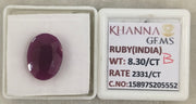 8.30/CT Natural Ruby Stone with Govt. Lab Certificate-15897S205552